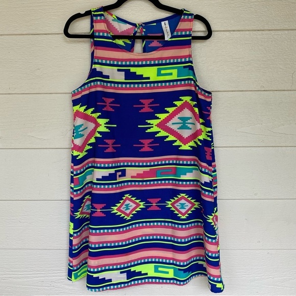 Vanilla Bay Dresses & Skirts - Vanilla Bay Dress‎ 10 Sleeveless Vibrant Aztec Print A Line Knee Length